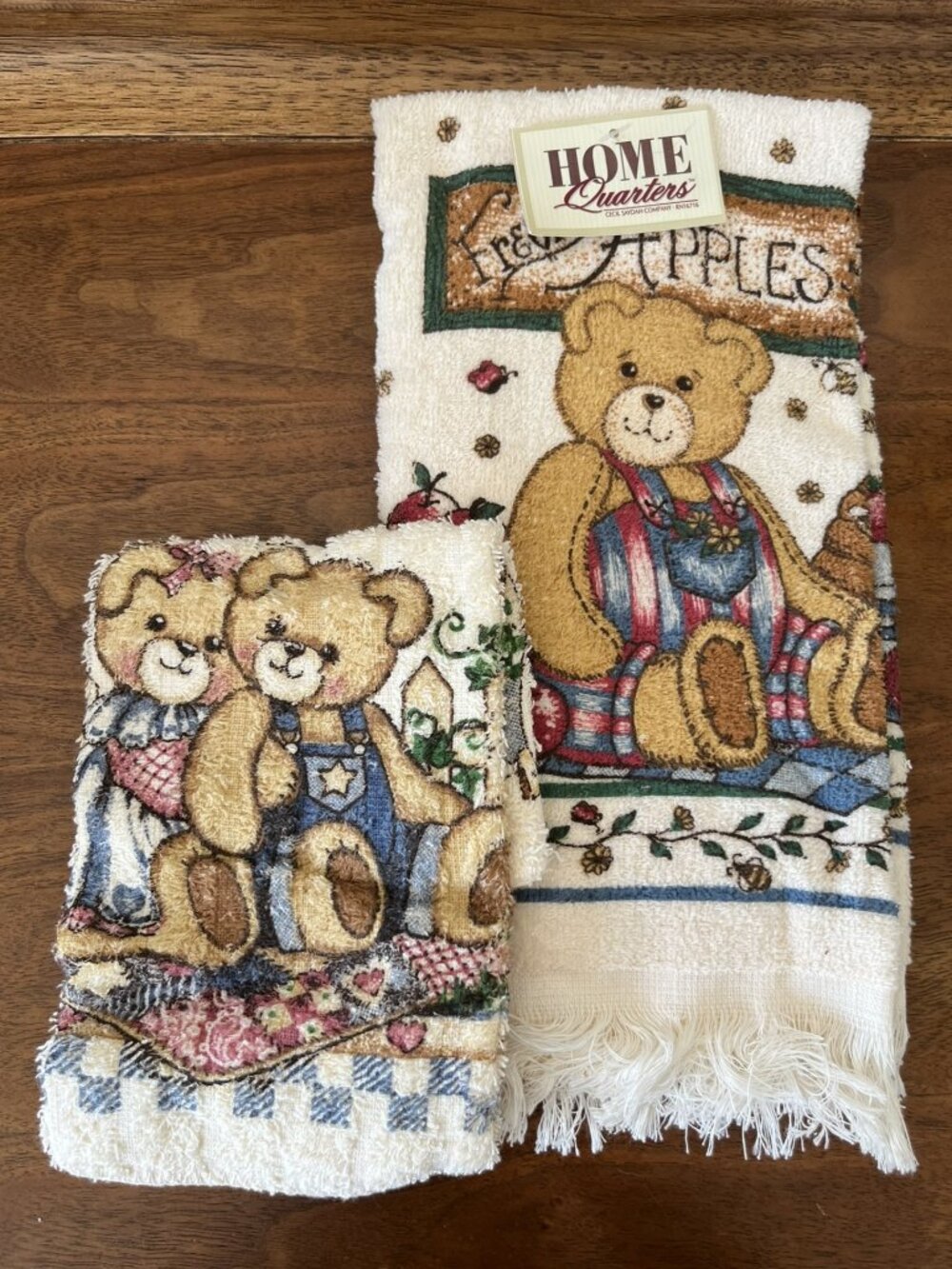 NEW Vintage Cecil Saydah Teddy Bear Kitchen Towel & Washcloth Set Grannycore NOS